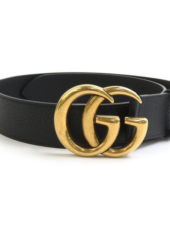 GUCCI GG Marmont Belt Black/Gold Leather/Metal